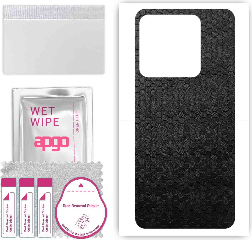 apgo Rückseite Schutzfolie, Skin, kompatibel mit Infinix Smart 7, Hinten Displayschutzfolie aus Vinylfolie, kratzfest, einfache Montage - Schwarze...