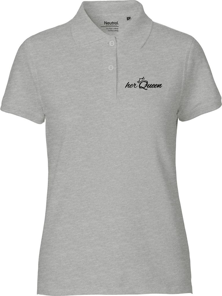 Huuraa Damen Polo Shirt her Queen Krone XXL Sport Grey Bio Baumwolle Fairtrade Poloshirt Geschenkidee