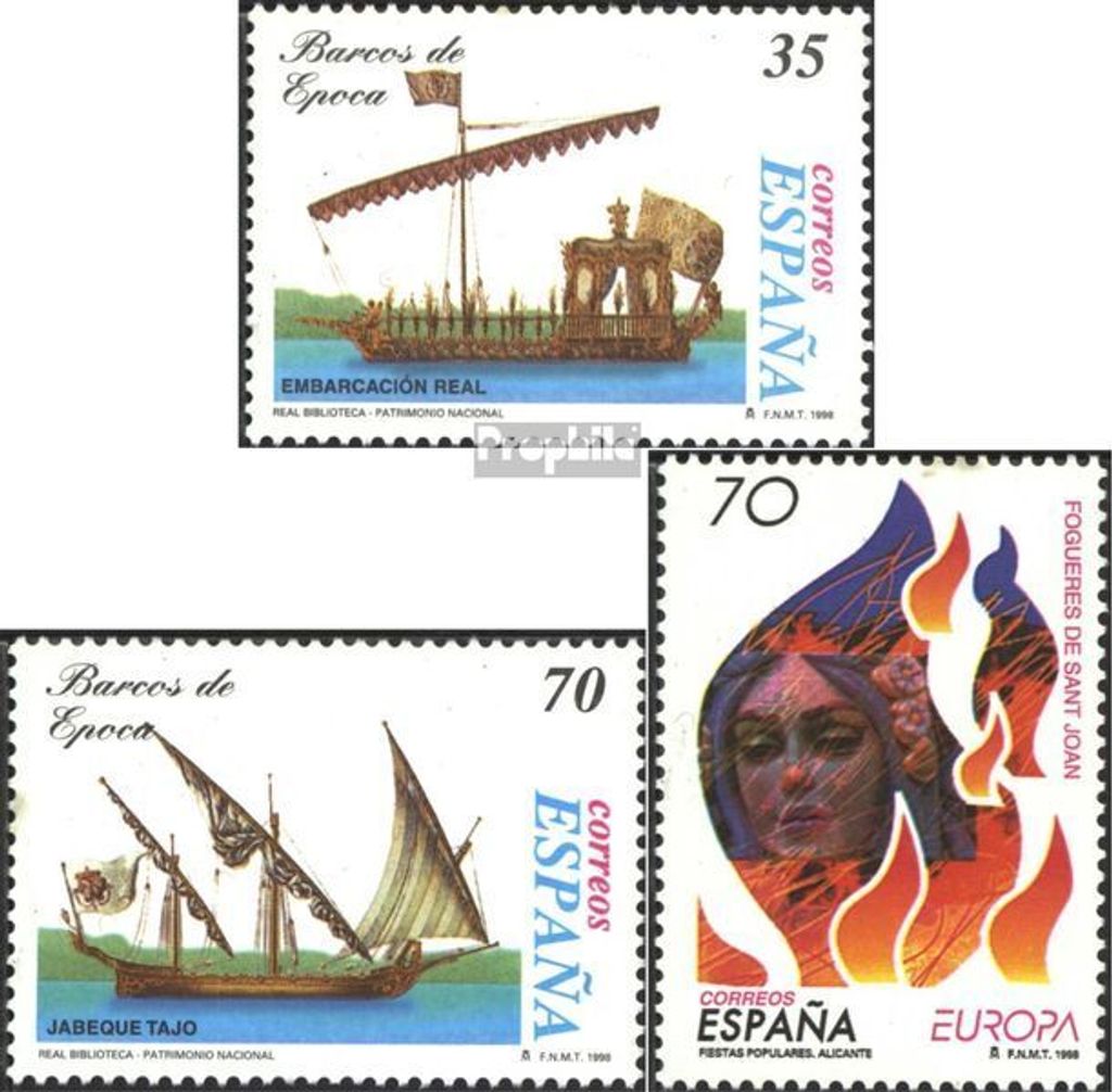 Briefmarken Spanien 1998 Mi 3381-3382,3383 (kompl.Ausg.) gestempelt Schiffe