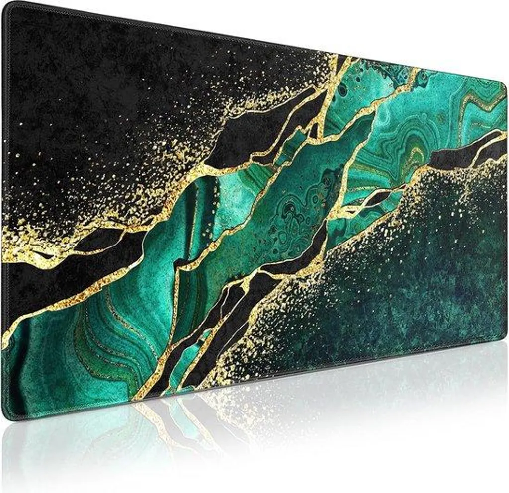 Grand tapis de souris XXL noir et vert imperméable - Format 900x400mm