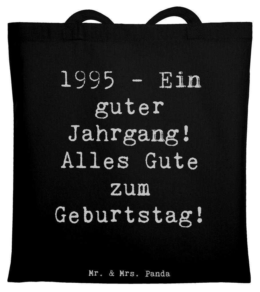 Mr. & Mrs. Panda Tote Bag Spruch 1995 Geburtstag - Schwarz - Geschenk, Laptoptasche, Geburtsjahr, Happy Birthday, festival tasche, Jutebeutel, Nost...