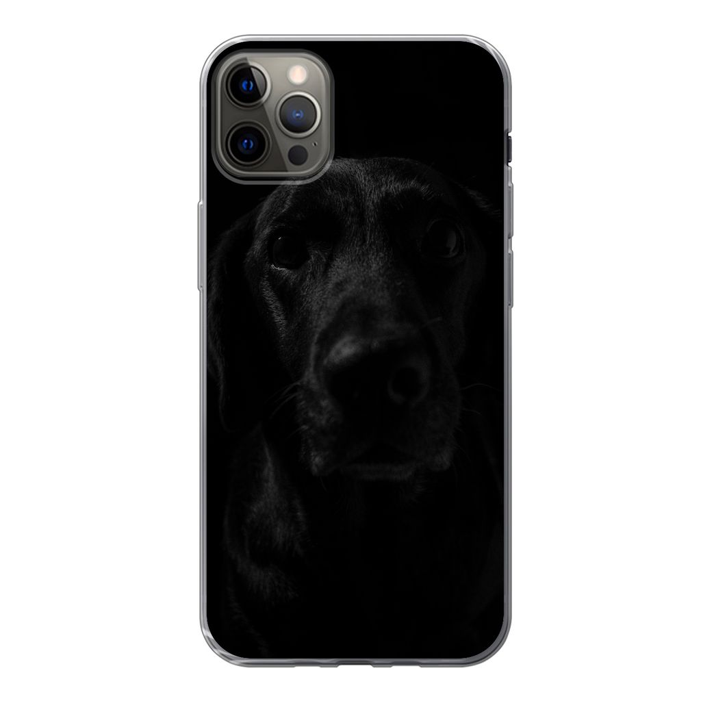 MuchoWow Handyhülle Schutzhülle Hülle für iPhone 13 Pro Max Hund - Haustier - Schwarz Silikon Softcase Handy Hülle - Mobiltelefon