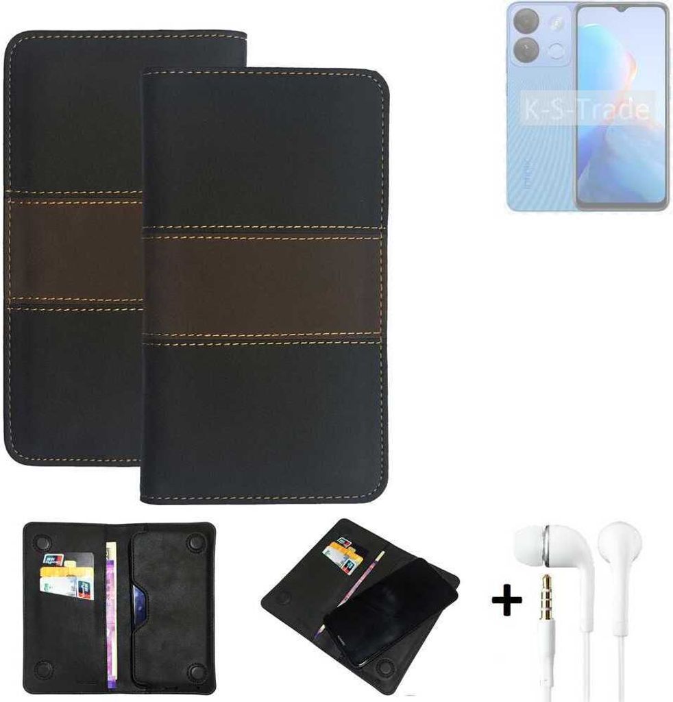 K-S-Trade Handyhülle + Kopfhörer kompatibel mit Infinix Smart 7 HD Schutzhülle Walletcase Bookstyle Tasche Schutz Case Hülle Wallet Cover