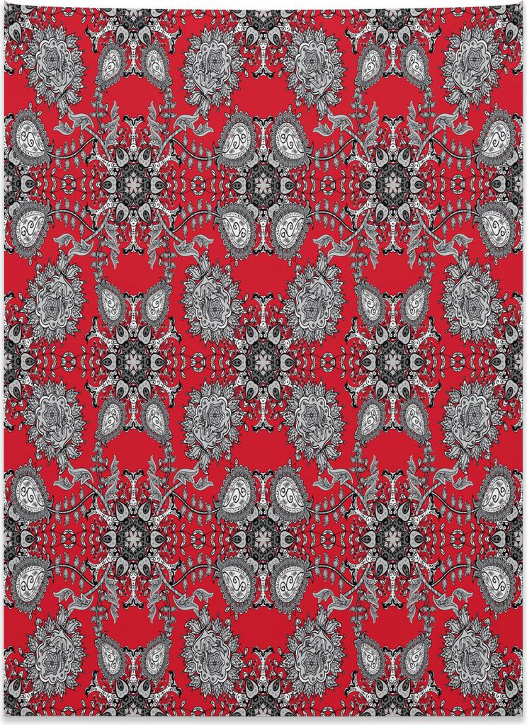 Abakuhaus Red Mandala Wandteppich, Paisleys Gekritzel aus Weiches Mikrofaser Stoff Kein Verblassen Klare Farben Waschbar, 110 x 150 cm, Scharlachro...