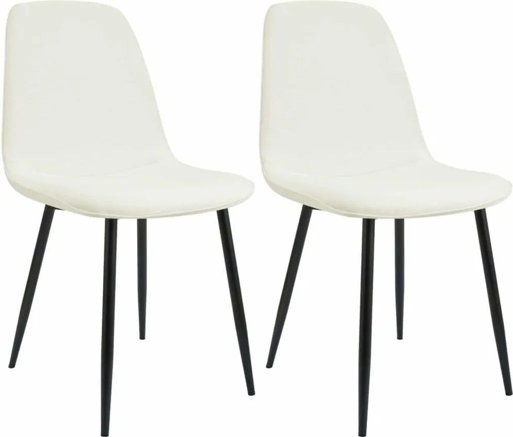 Set 2 Sedie Cucina in Tessuto Crema - Gambe Metallo Nere Robuste