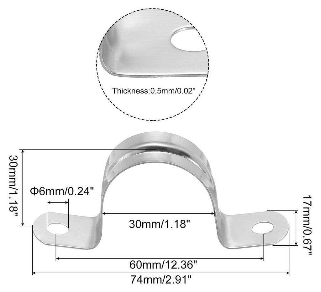10 Stš¹ck U-Rohrschellen Set, Rohrschelle 30mm, Schlauchschellen, Edelstahl 2-Loch U-Form Kabelschellen, Starrer Rohr Riemen Klemme, Rohrhalterun...