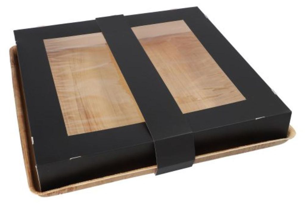 Tabletts, Palmblatt eckig 5 cm x 33,5 cm x 33,5 cm mit separatem Deckel und Banderole