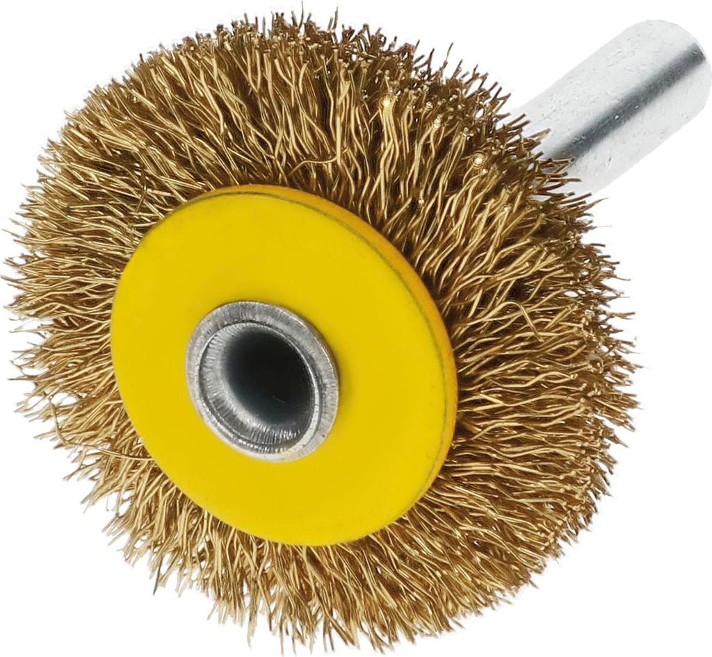 Osborn Drahtbürste für Bohrmaschine ø 30mm Drahtbürstenaufsatz für schwer zugängliche Stellen Rundbürste mit Schaft, Messing gewellt