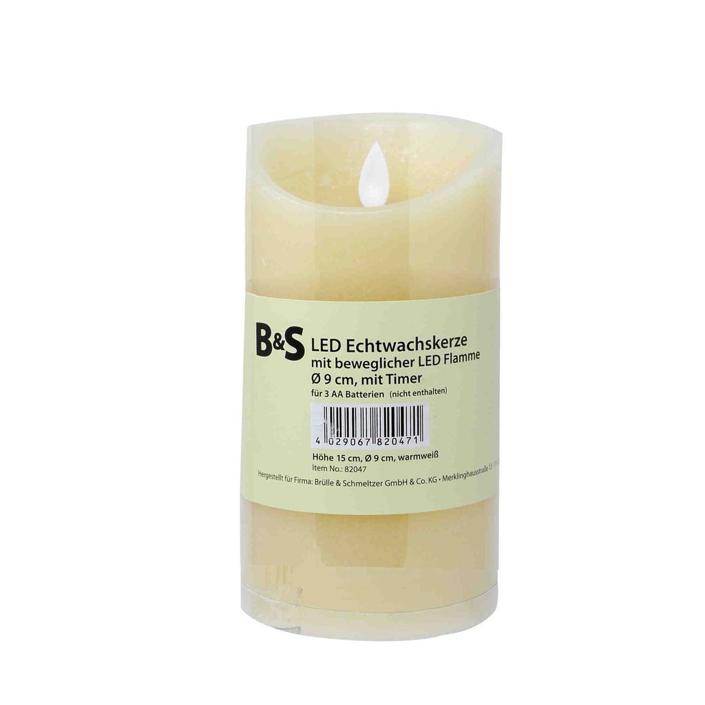 LED Echtwachskerze mit beweglicher Flamme 6 Stunden Timer H Produktbild 