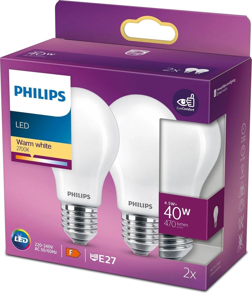 2er-Pack LED E27 Normal 40W Frost 470lm Produktbild 