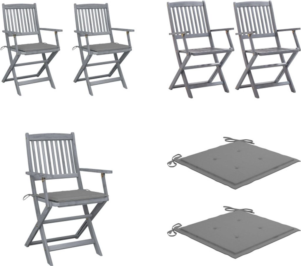 vidaXL Klappbare Gartenstühle 2 Stk. mit Sitzkissen Massivholz Akazie - Gartenstuhl - Gartenstühle - Holz Gartenstuhl - Holz Gartenstühle