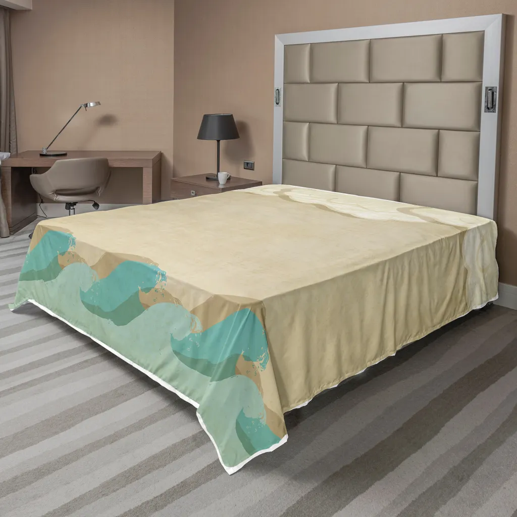 Drap de dessus vintage thème marin pour grand lit décoratif 266x260 cm