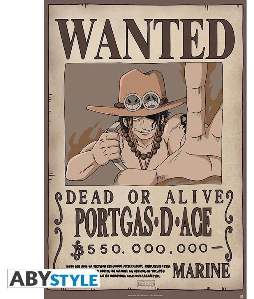 Poster One Piece Wanted Portgas D. Ace 61 x 91,5 cm Immagine del prodotto 