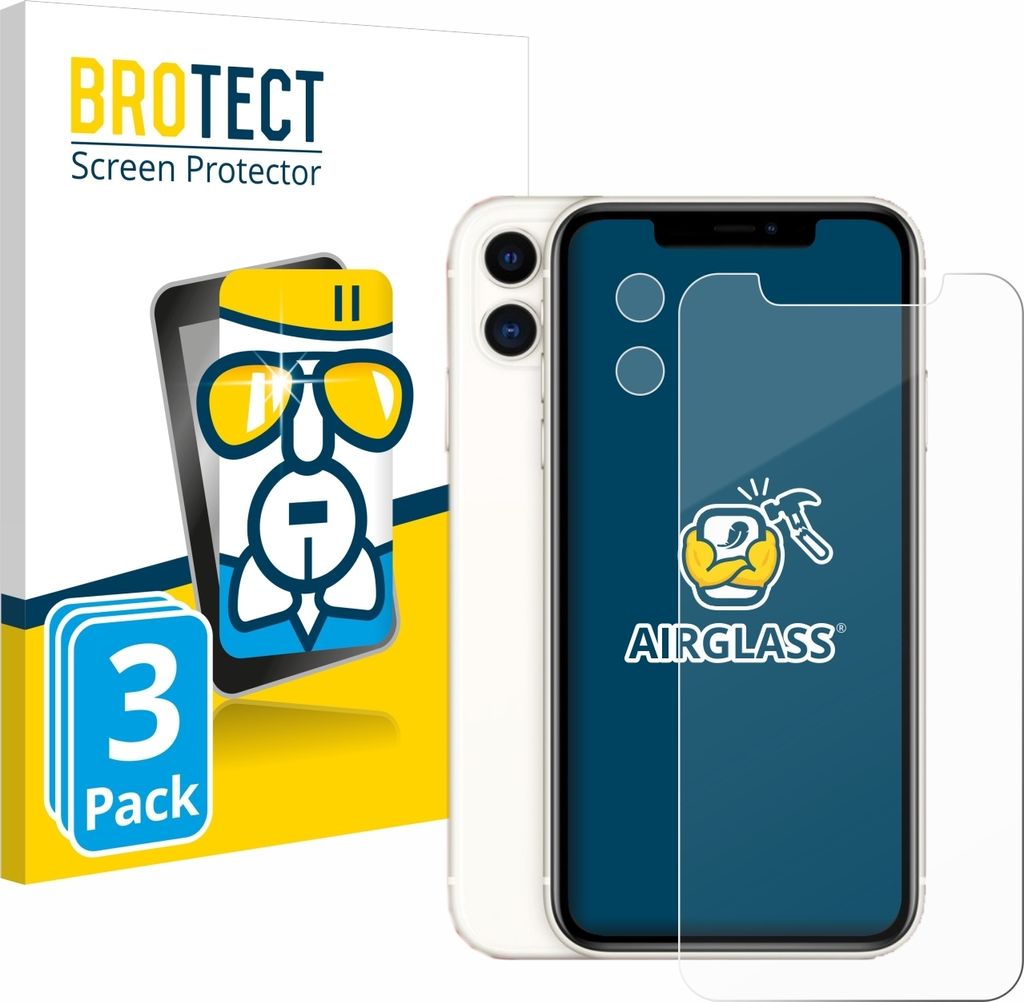 3x BROTECT Schutzglas für Apple iPhone 11 (Display+Kamera) Schutzfolie Panzer Folie Glas Display Schutz klar