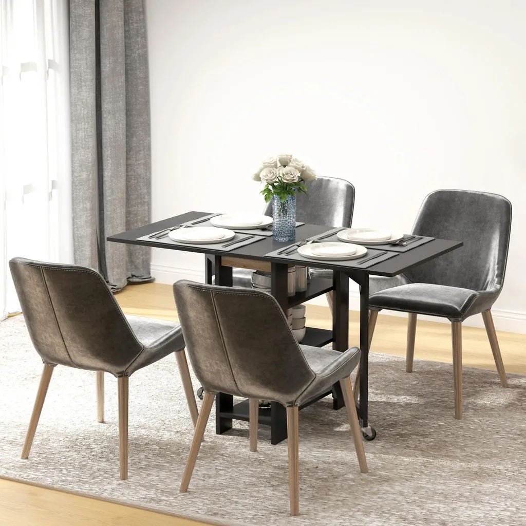 Table d'appoint pliante pour petit appartement - Noir - 120 cm - 2