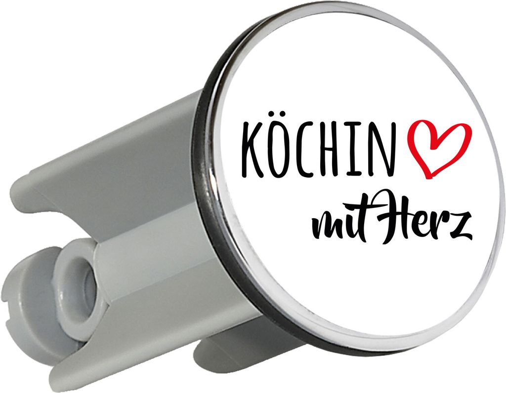 Huuraa Waschbeckenstöpsel Köchin mit Herz 4cm höhenverstellbar Abflussstopfen Geschenkidee