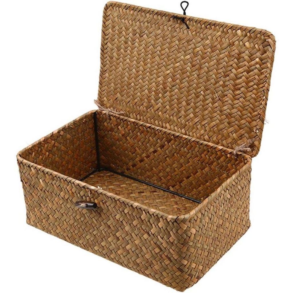 Aufbewahrungskorb aus geflochtenem Rattan mit Deckel Produktbild 