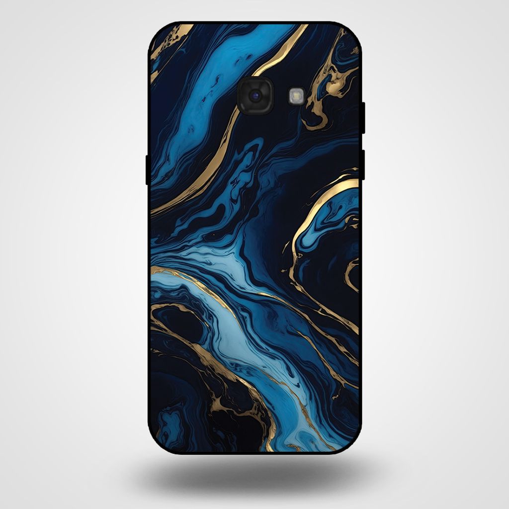 Smartphonica Handytasche für Samsung Galaxy A5 2017 mit Marmordruck - TPU Rückseite Abdeckung Fall Marmor Design - Gold Blau