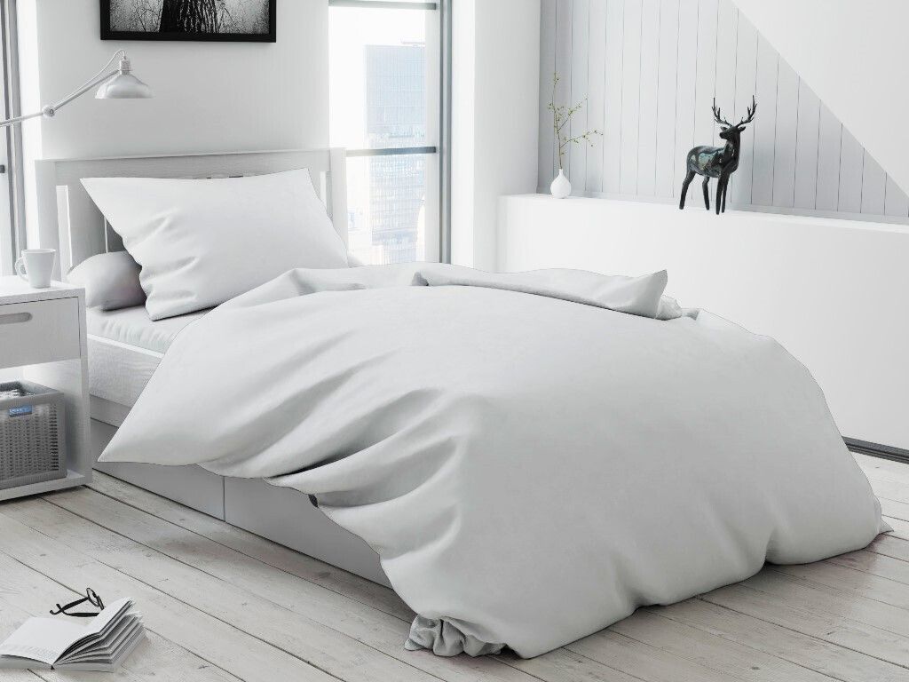 Weiße Baumwollbettwäsche Lux mit Knopf Bettwäsche-Dimension: 2 Stk 70 x 90 cm | 200 x 220 cm