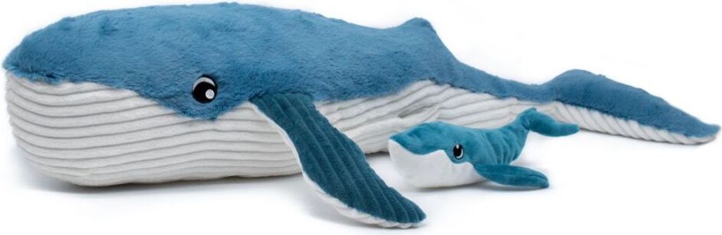 Balena di peluche, mamma e bambino, blu Immagine del prodotto 