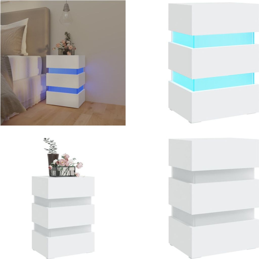 vidaXL LED Nachttisch Weiß 45x35x67 cm Holzwerkstoff - Nachttisch - Nachttische - Nachtschrank - Beistelltisch