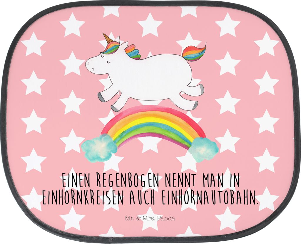 Mr. & Mrs. Panda Sonnenschutz Auto Einhorn Regenbogen - Rot Pastell - Geschenk, fenster, Unicorn, für Autoscheiben, Erwachsenwerden, Sonnenblende,...