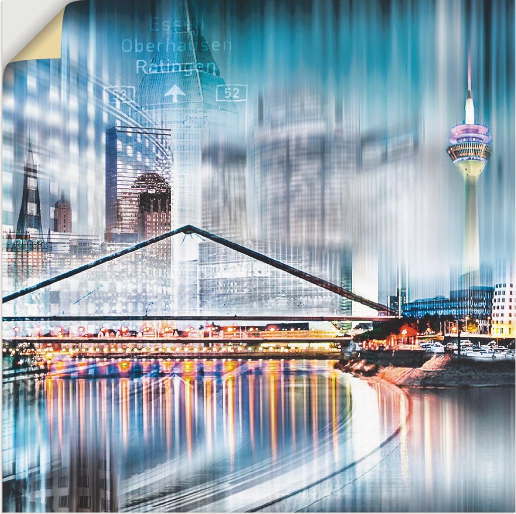 ARTland Wandbild, selbstklebend Düsseldorf Collage Skyline 13 Größe: 40x40 cm