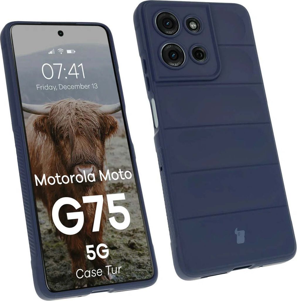 Robuste Handyhülle für Motorola Moto G75 5G, Bizon Case Tur, Dunkelblau