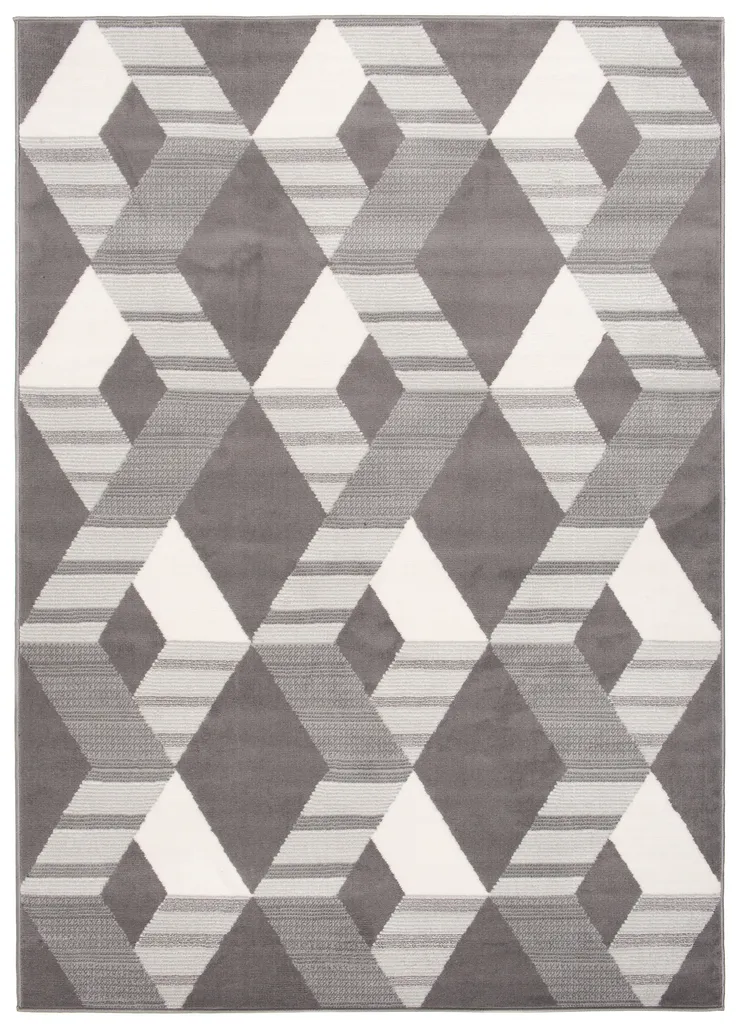 Tapis Design Rayures Géométriques Gris et Crème Chiné Format XL 260cm