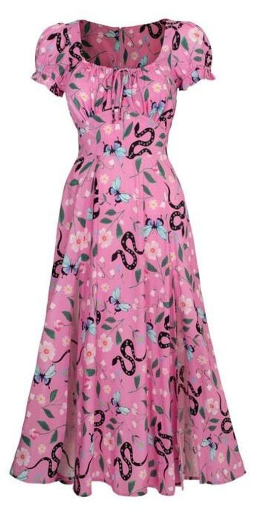 Hell Bunny Mittellanges Kleid Damen Ma Boehme Midi dress pink XS