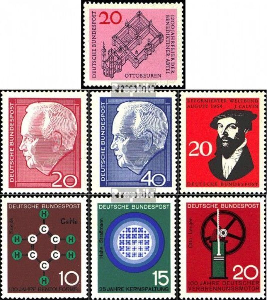 Briefmarken BRD (BR.Deutschland) 1964 Mi 428,429-430,439,440-442 (kompl.Ausg.) postfrisch 1200 Jahre Benediktinerabtei Ottobeuren