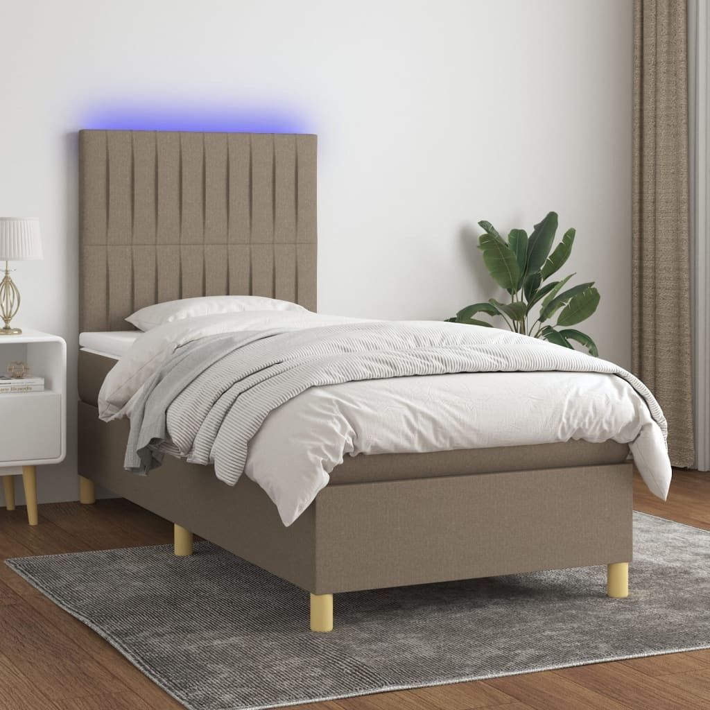 Maison Exclusive - Boxspringbett mit Matratze & LED Taupe 80x200 cm Stoff
