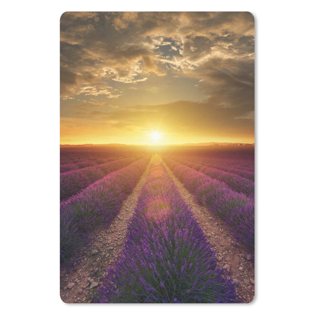 MuchoWow Mauspad Mousepad Sonnenuntergang - Lavendel - Frankreich 40x60 cm - Mousepads - Maus Mat - Pad - Mausunterlage - Schreibtisch Accesoire