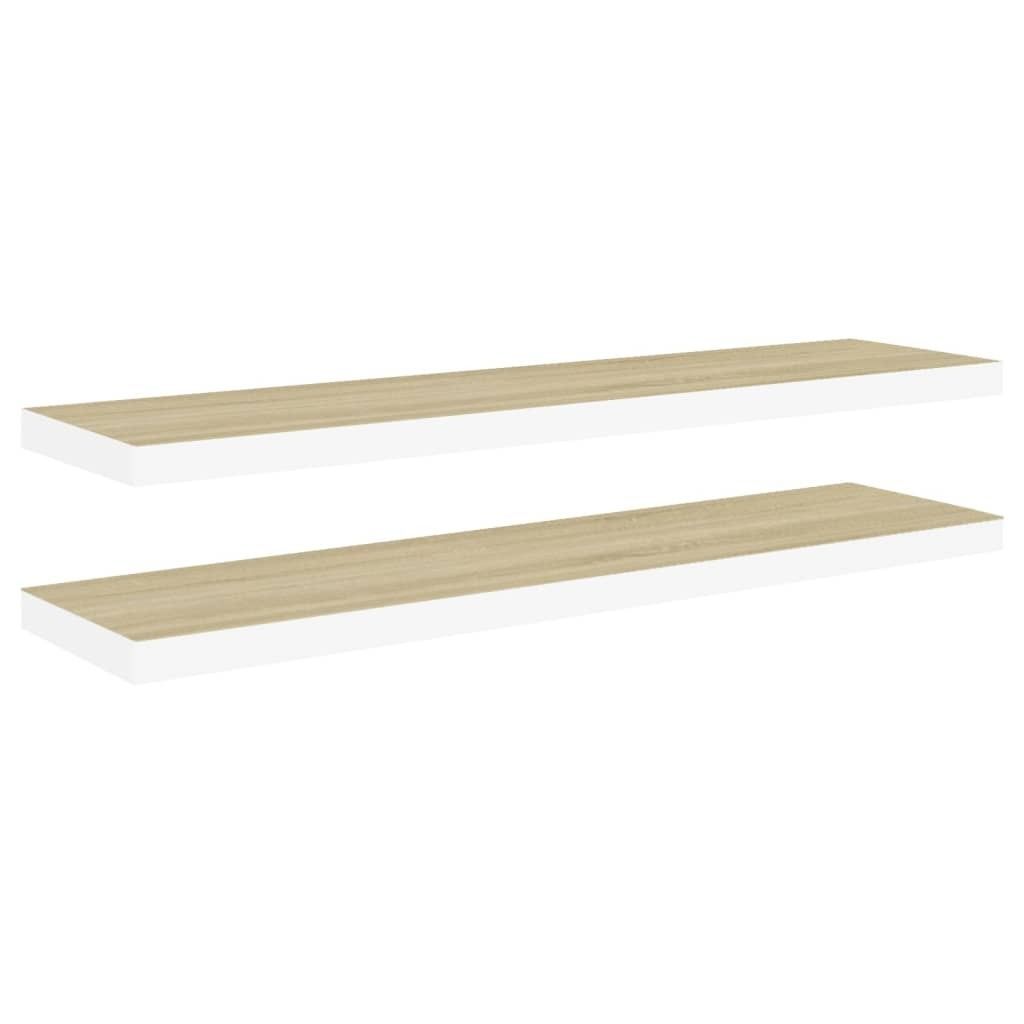 "2026 MODERNE"Schweberegal/Wandregal - Hängeschrank für Küche, Bad -e 2er-set - multifunktional& Moderne - Eiche und Weiß 90x23,5x3,8 cm MDF - ...