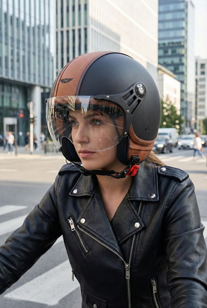 MOTO HELMETS Jethelm mit Visier, ECE 22.06, Motorradhelm Produktbild 