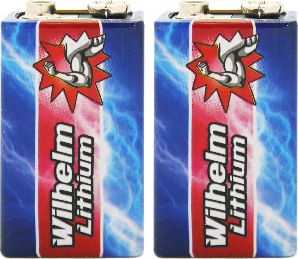 2 x Wilhelm Lithium 9V Block Batterie Rauchmelder 6LR61 9 Volt Batterien