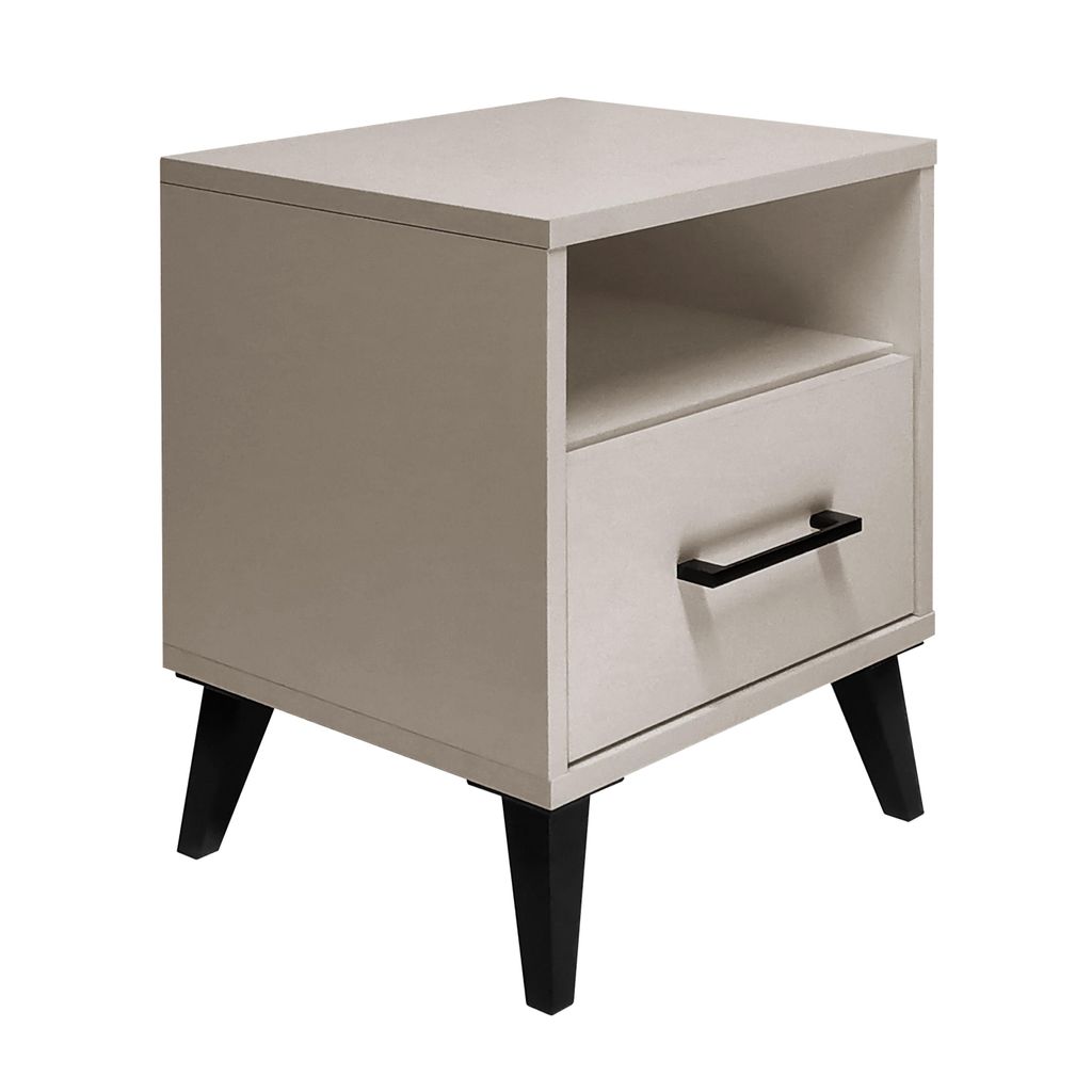 Nachtschrank Oslo mit Schublade & Ablagefach Modernes Design für Ihr Schlafzimmer, Beige