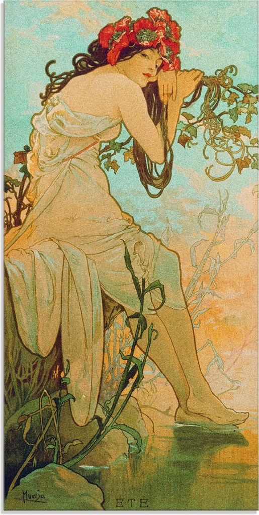 ARTland Glasbild Jahreszeiten: Sommer. 1896. Größe: 30x60 cm