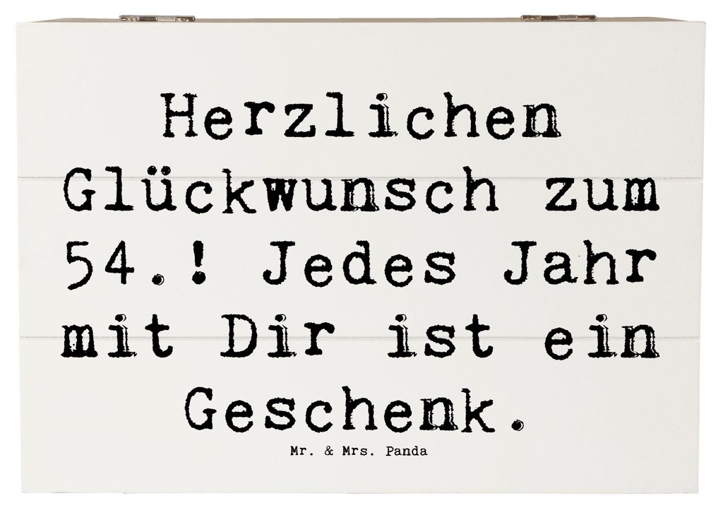 Mr. & Mrs. Panda Holzkiste Spruch 54. Geburtstag 22 x 15 cm - Weiß - Geschenk, Liebevoll, Geburtstagsgeschenk, Geburtstagsfreude, Geburtstagsbotsc...