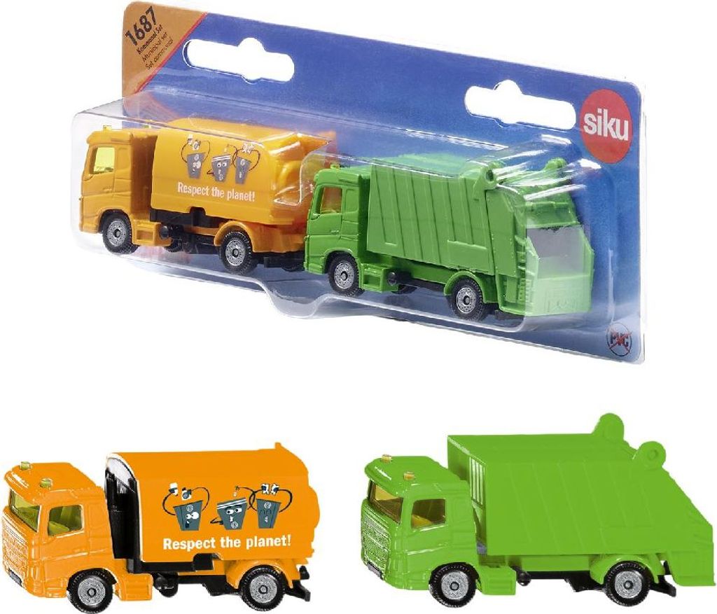 Siku Kommunal Set Kehrmaschine und Müllwagen, Auto, 3 Jahr(e), Metall, Kunststoff, Weiß