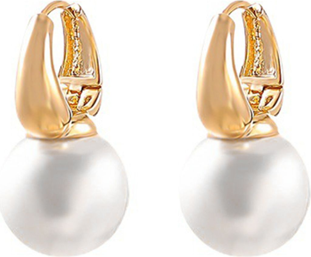 Paar Creolen, elegantes Temperament, minimalistisch, geometrisch, galvanisch, dekorativ, Geschenk für Damen, Kunstperlen, baumelnde Ohrringe, Ohrs...