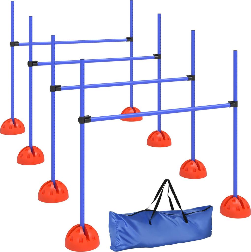 Hunde-Agility-Set, 4 verstellbare Hürden mit Tragetasche