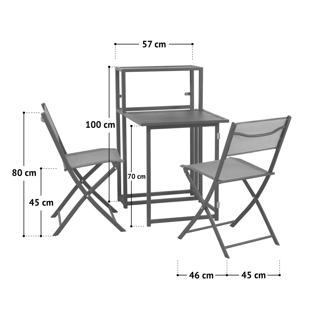 Set balcon pliable pour petits espaces - Solution gain de place blanc - 6