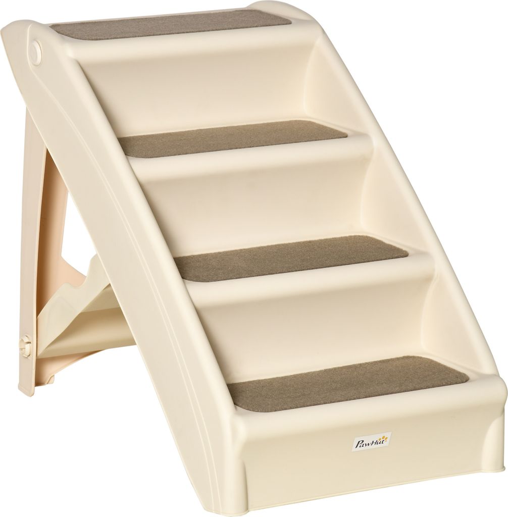 PawHut Klappbare Haustiertreppe mit 4 Stufen, tragbare Stufe für Hunde und Katzen, mit rutschfesten Matten, für Bett, Sofa, Belastung 20 kg, 62 x...