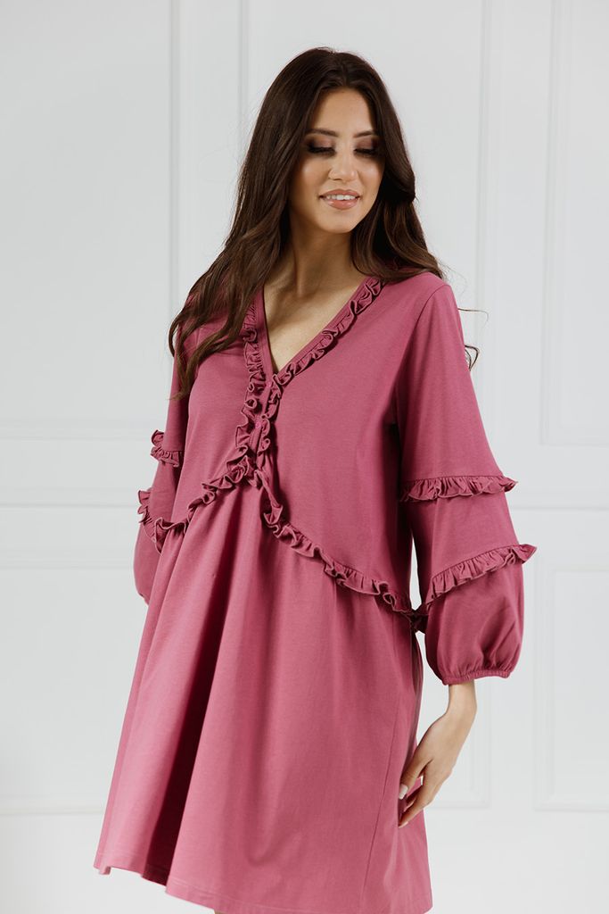 DOLCE SONNO Stillnachthemd - Umstandsnachthemd – Nachthemd für Schwangere und Stillende - 100% Baumwolle - VERONA Malaga S