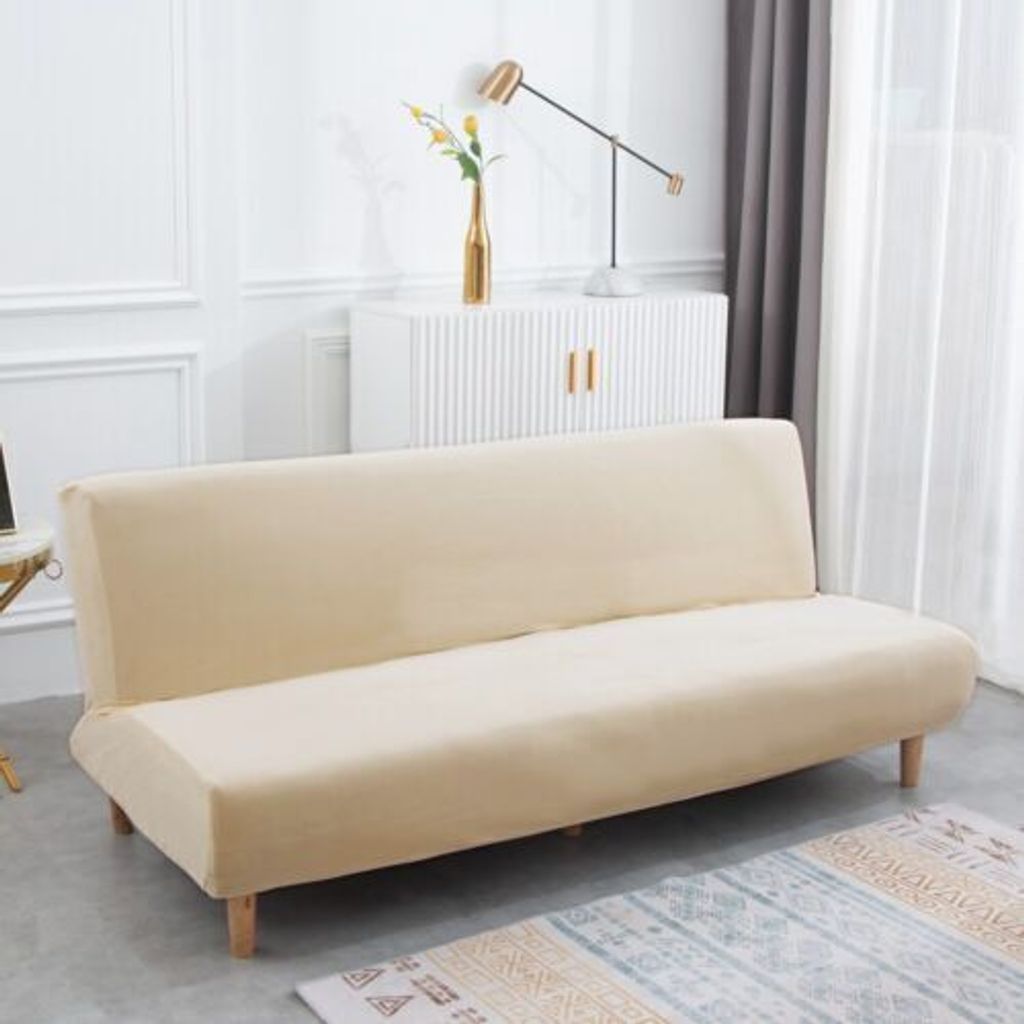 Armlose Schlafsofabezüge, Stretch-Samt Futon Couchbezug Dicke weiche gemütliche Sofa Schonbezug Möbelschutz für 2-3-Sitzer armloses Klappsofa,W...