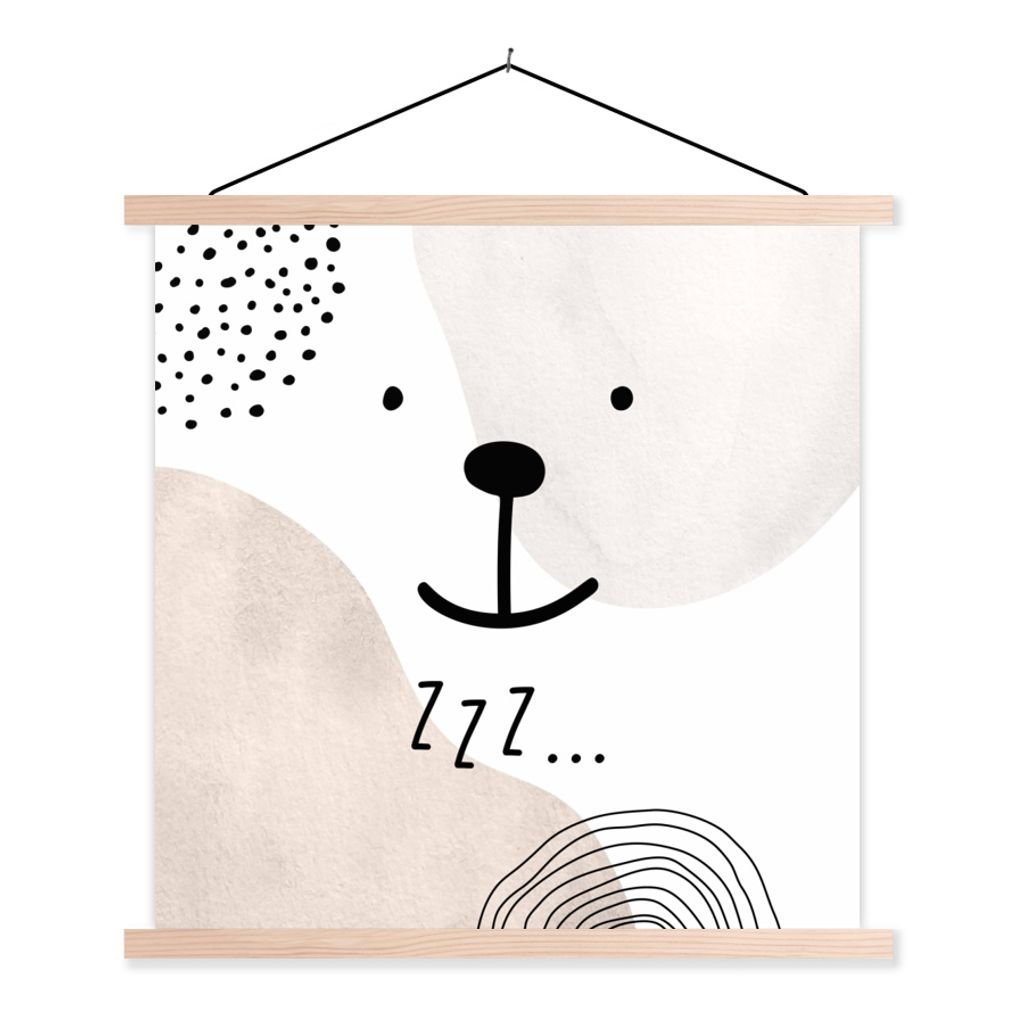 MuchoWow Textilposter Sprichwörter - Zitate - Zzz... - Baby - Kinder - Kinder 120x120 cm mit holzfarbenen Rahmen - Textil-Poster