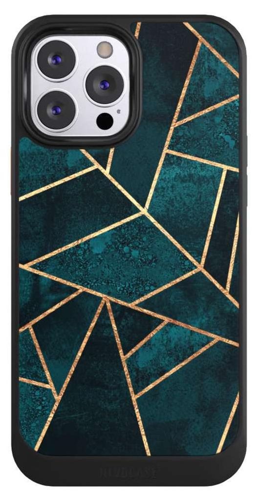 NIVOCASE Hülle für Apple iPhone 13 Pro Max Handyhülle NIVOcore Case Schwarz Elisabeth Fredriksson Gold & Kupfer Stein