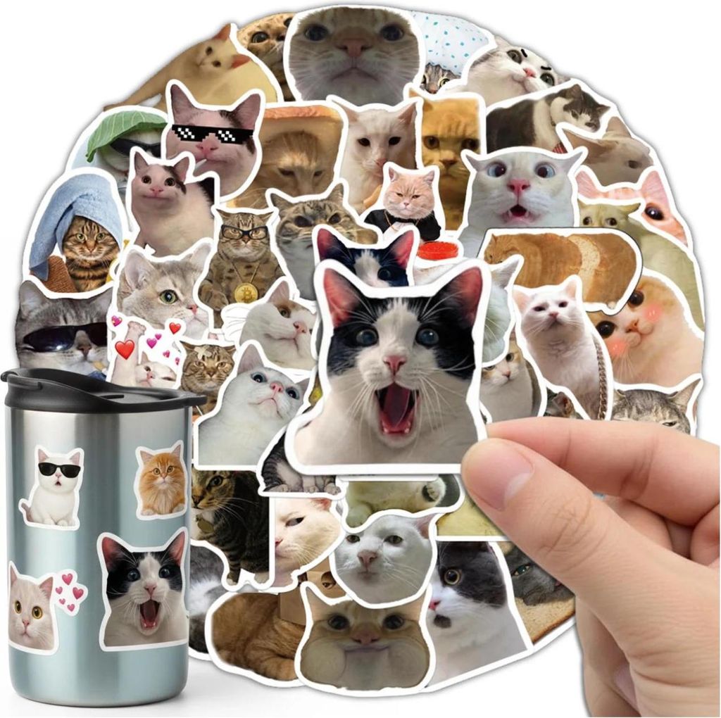 Lustige Katzenaufkleber mit Memes, 50er-Set zum Produktbild 