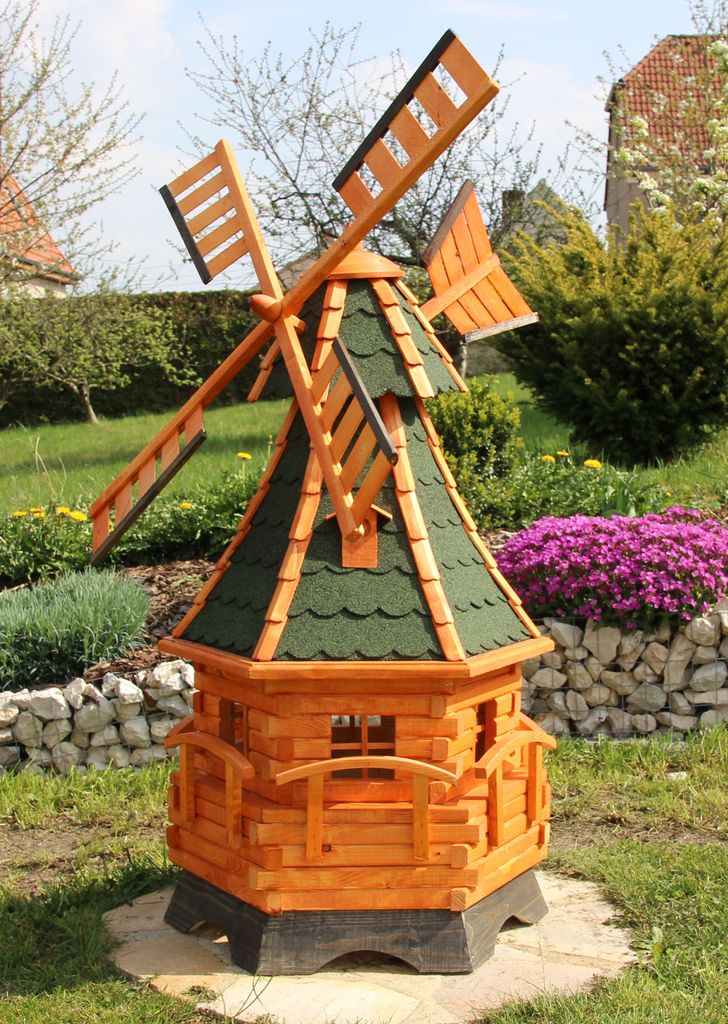 Moulin à vent de 1,35 m avec éclairage solaire vert, type Image du produit 